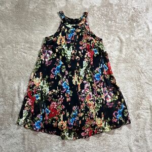 Betsy Johnson Whimsigoth Y2K Dark Floral Babydoll Midi Halter Sundress